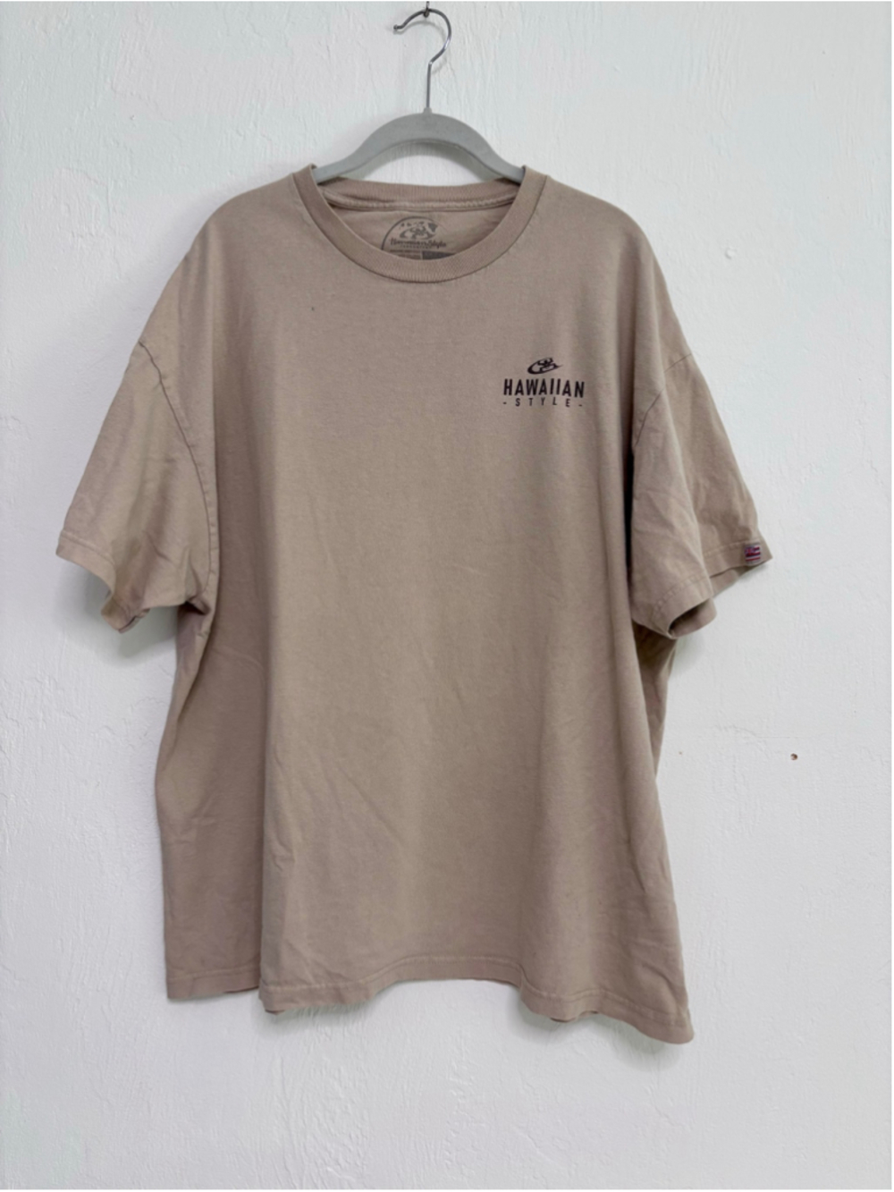 Men's Hawaiian Style Graphic Tee Shirt XXL Beige Brown Cotton